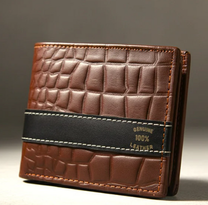 CROCODILE BROWN COLOR GENIUN LEATHER WALLET AND KEY CHAIN