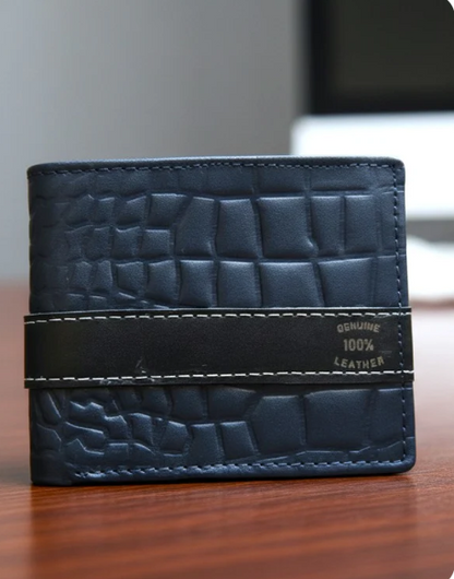 CROCODILE BLUE COLOR GENIUN LEATHER WALLET AND KEY CHAIN