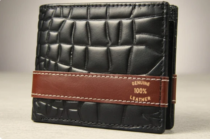 CROCODILE BLACK COLOR GENIUN LEATHER WALLET AND KEY CHAIN